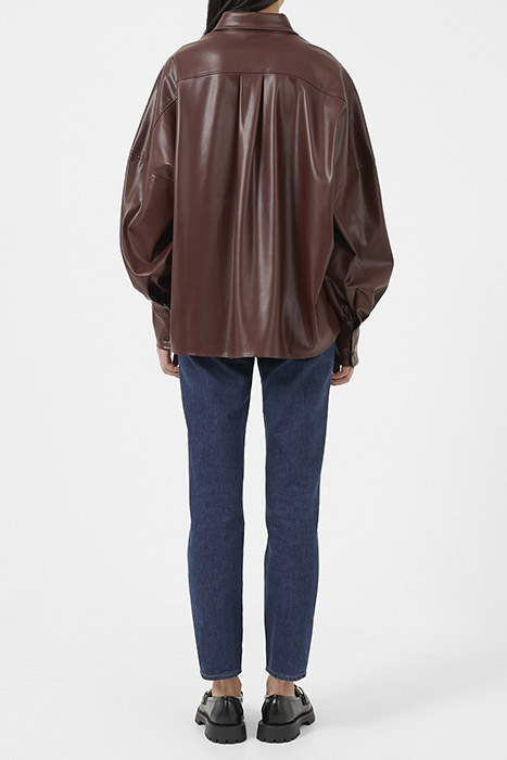 ETTA VEGAN LTH PUFF SLV BLOUSE BITTER CHOCOLATE 3