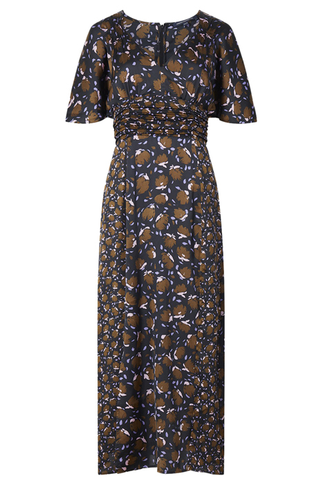 INGRID INU SAT DRAPE MIDI DRES BLACK MULTI 6