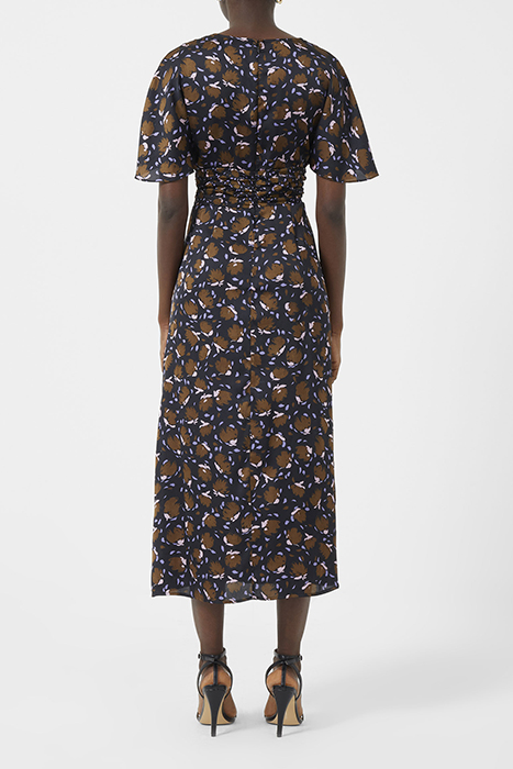 INGRID INU SAT DRAPE MIDI DRES BLACK MULTI 2