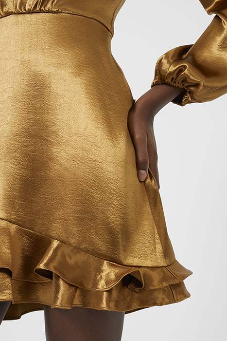 DENNEY SATIN LS VNCK DRESS GOLD BROWN 4