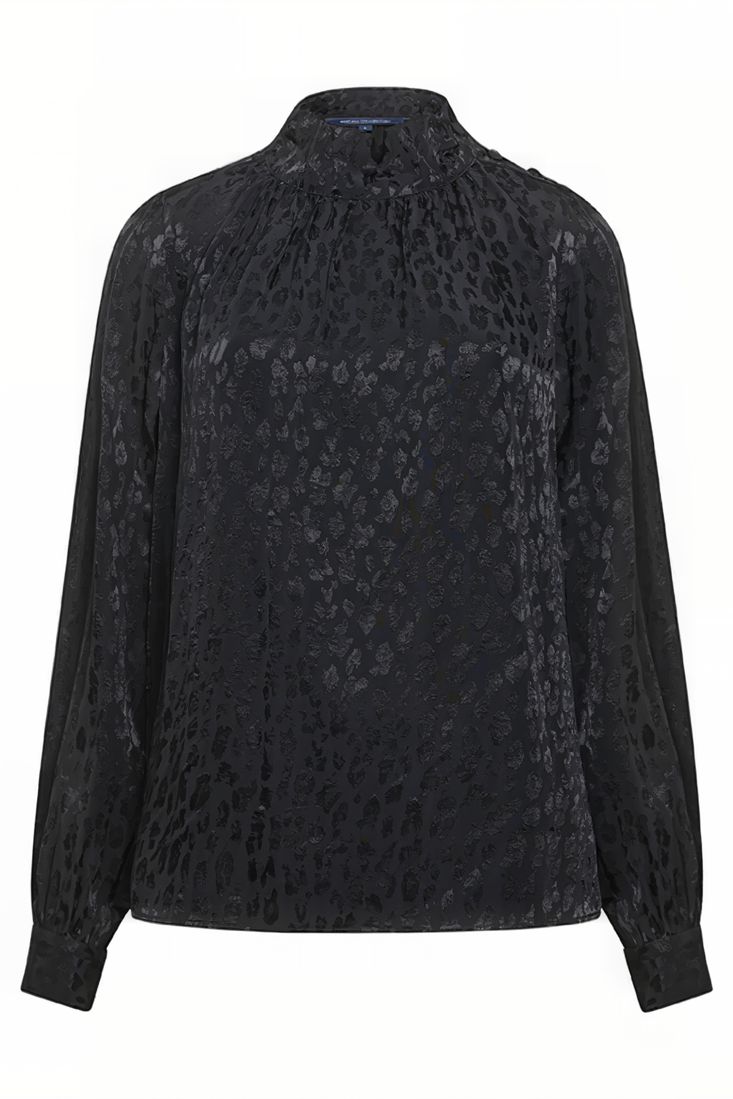 CARIA LEOP JACQ BUTTON NK TOP BLACK 1