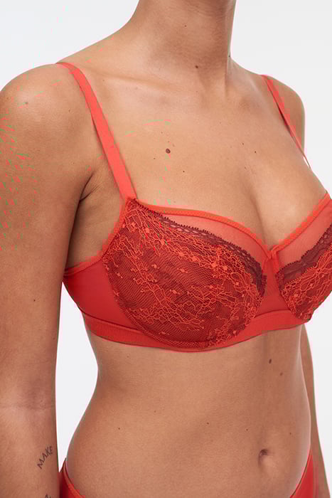 NEELA - HALF-CUP BALCONY BRA BRIGHT POPPY / FIG 3