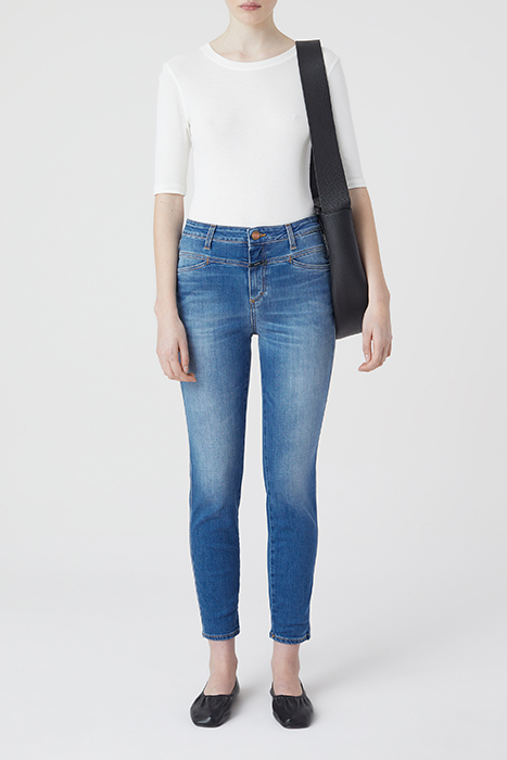 WOMEN SKINNY PUSHER JEANS MID BLUE 4