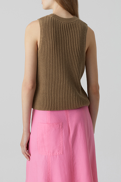 WOMEN CREW NECK RACER TOP KNITS NUTMEG 2