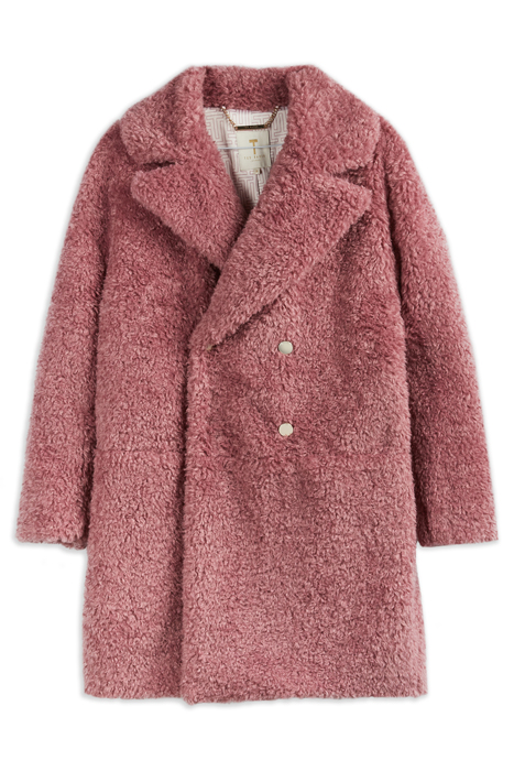 KAYYTI FAUX FUR COCOON COAT WITH WIDE COLLAR PINK 4