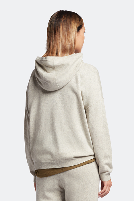 KNITTED HOODIE LIGHT GREY MARL 2