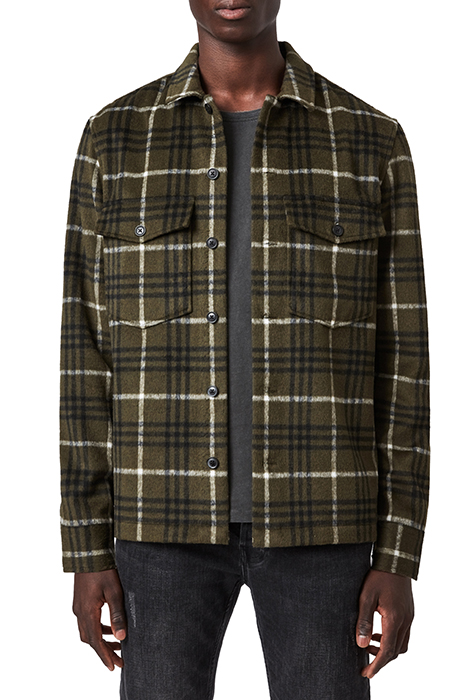 AllSaints Berthold Ls Shirt Birch Green/jt Blk Maat: XS | Lichte Jassen Outlet | Heren | Groen