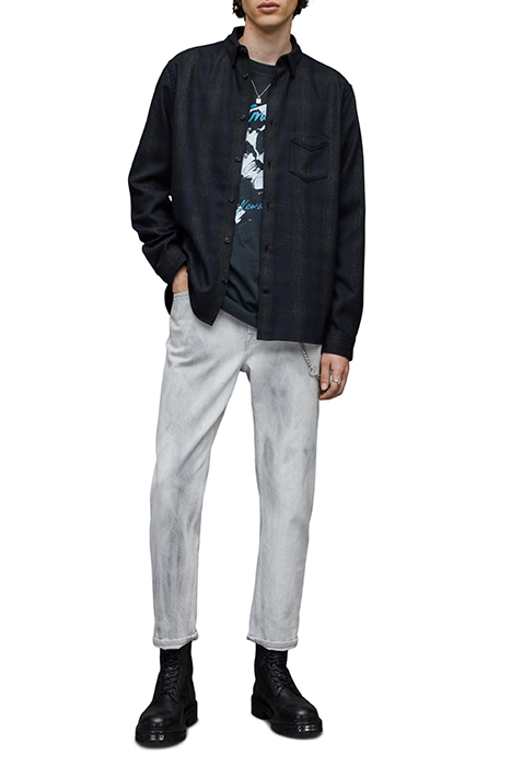 NEWHALEN LS SHIRT BLACK/BLUE 3