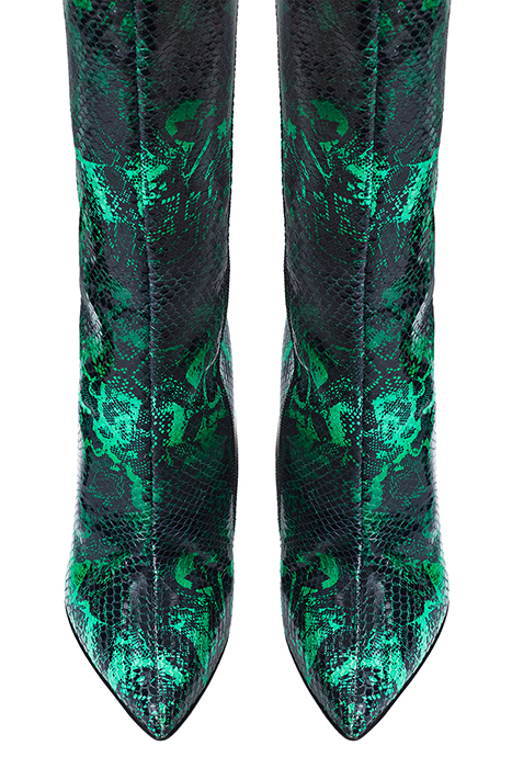 SNAKE-PRINT KNEE-HIGH BOOTS SNAKE PRINT GREEN 4