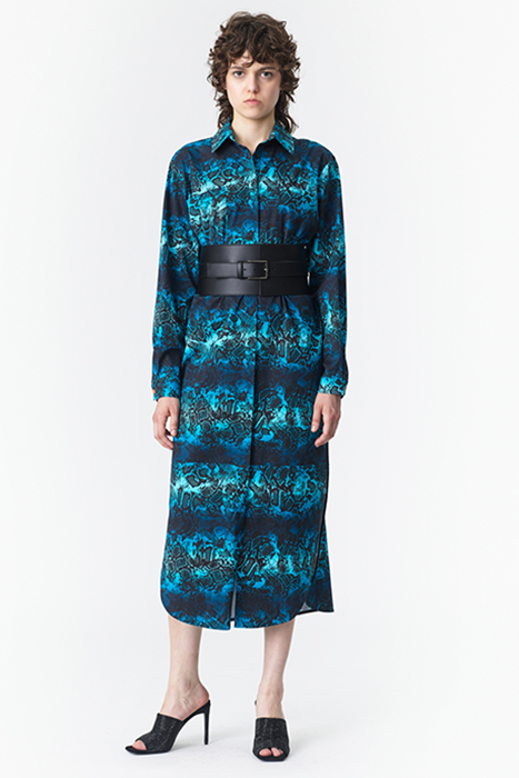 OVERSIZED SHIRT DRESS SNAKE PRINT BLUE 2