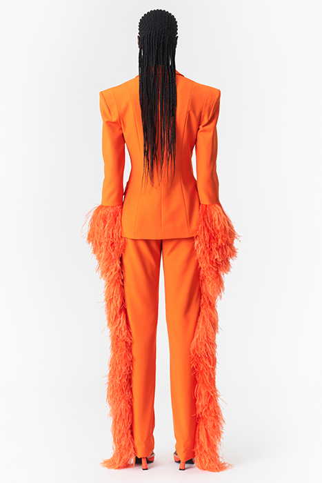 FEATHER-TRIMMED PANTS VIBRANT ORANGE 2