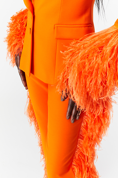 FEATHER-TRIMMED PANTS VIBRANT ORANGE 4