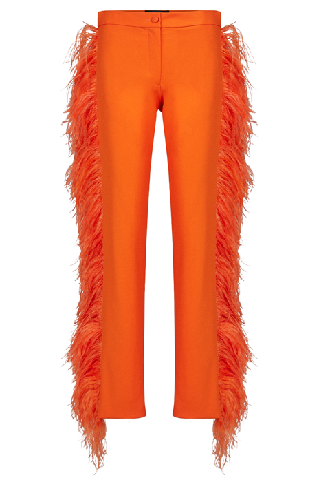 FEATHER-TRIMMED PANTS VIBRANT ORANGE 5