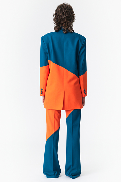 TWO-TONE STRAIGHT-LEG SUIT PANTS DEEP TEAL FLORIDA ORANGE 2