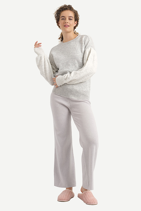 LW BO. TROUSERS VELIENE COMFORTABLE KNI LIGHT HEATHER GREY 2