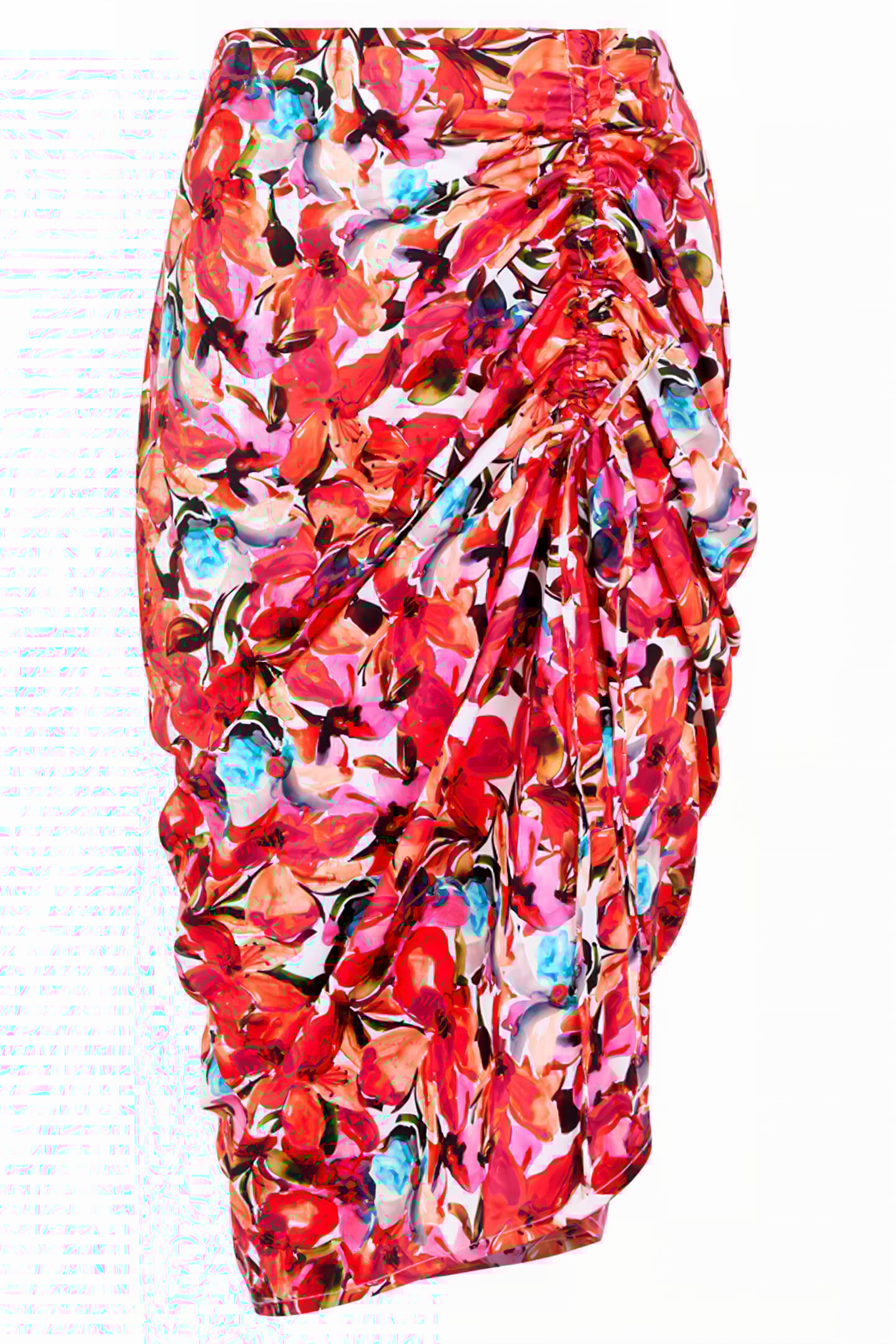 ROUCHE SKIRT PRINT M HOT PINK MULTI 1