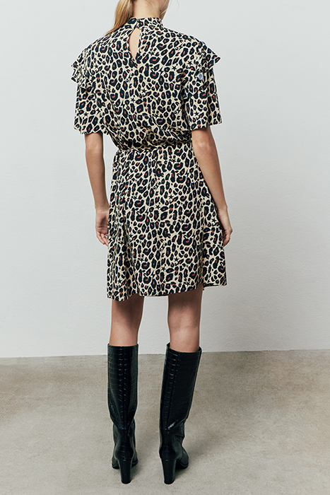 WOMEN'S LEOPARD AND STAR PRINT VISCOSE SHORT DRESS 3