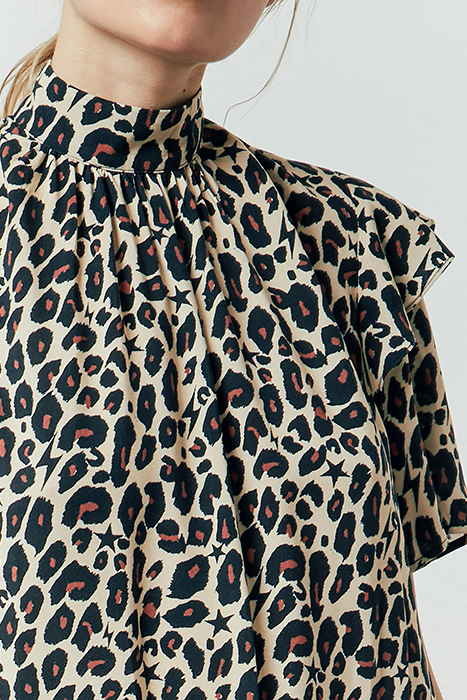 WOMEN'S LEOPARD AND STAR PRINT VISCOSE SHORT DRESS 4