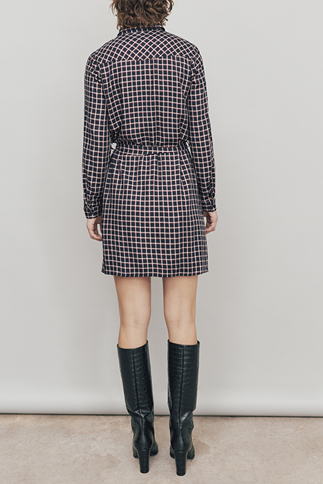 TARTAN BELTED SHIRT DRESS WITH METALLIC THREAD 2