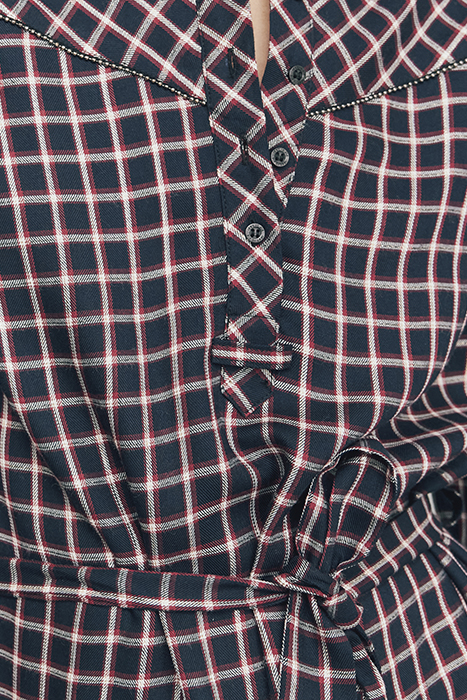 TARTAN BELTED SHIRT DRESS WITH METALLIC THREAD 5