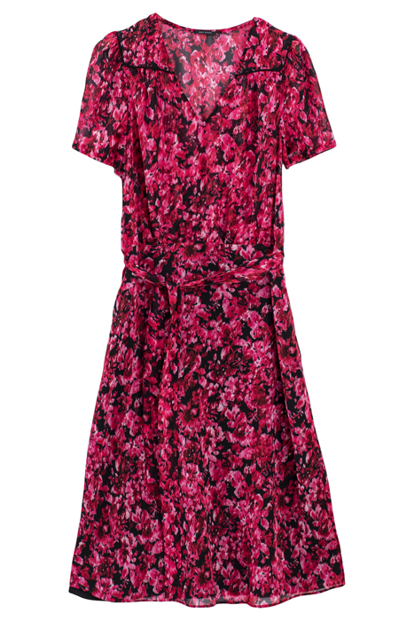 PINK FLORAL PRINT RECYCLED VOILE MIDI DRESS 1