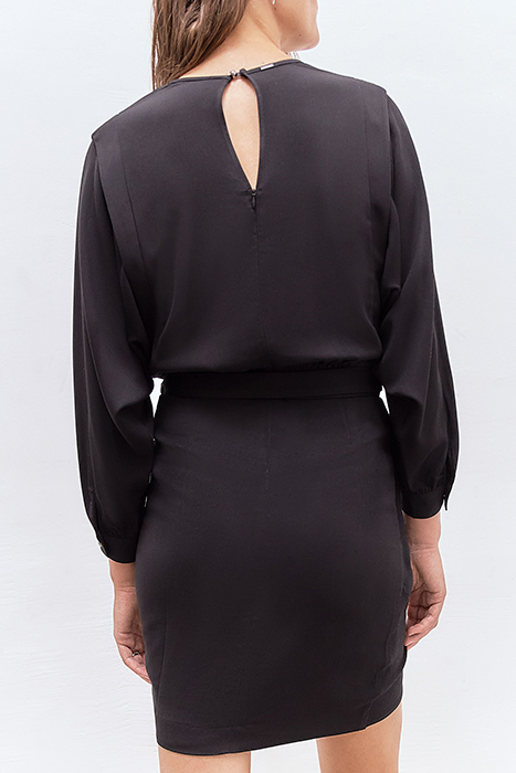 BLACK VISCOSE PURE EDITION DRESS WITH WRAP SKIRT 2