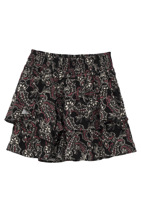 GIRLS’ BLACK PAISLEY PRINT RUFFLED SHORT SKIRT BLACK 2