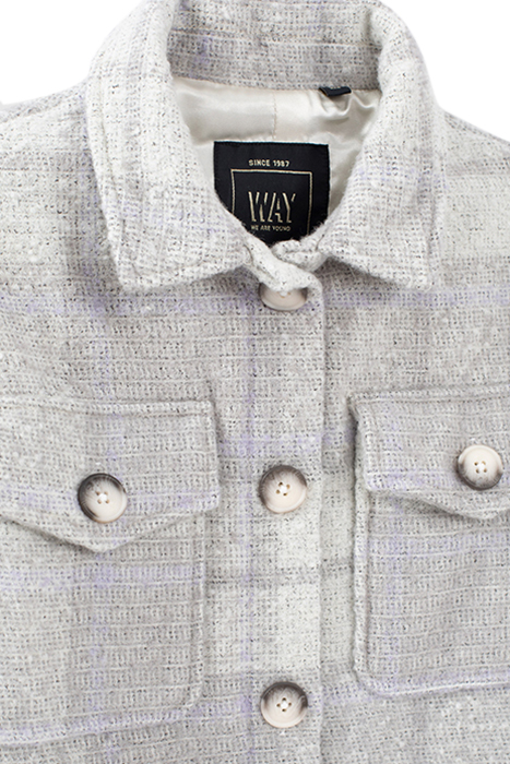 GIRLS’ VANILLA WOOL CHECK OVERSHIRT JACKET WHEAT 3