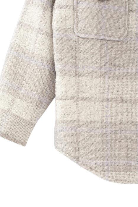 GIRLS’ VANILLA WOOL CHECK OVERSHIRT JACKET WHEAT 4