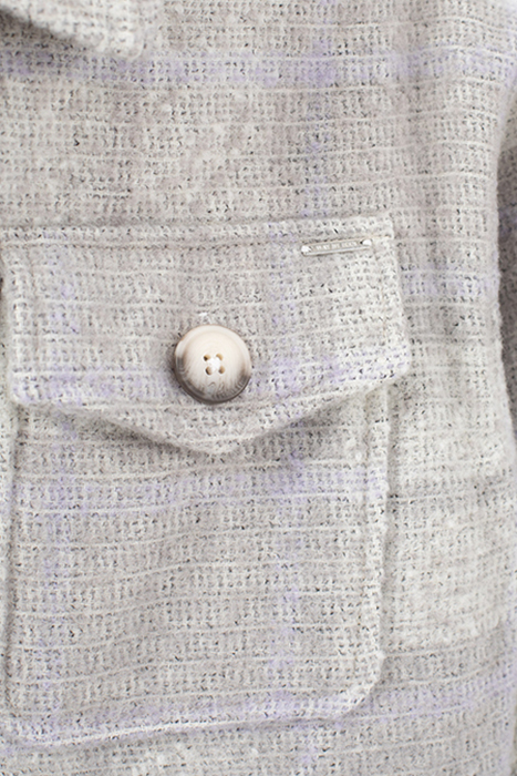 GIRLS’ VANILLA WOOL CHECK OVERSHIRT JACKET WHEAT 6