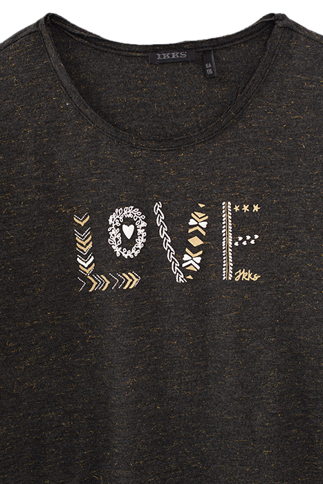 GIRLS’ GREY MARL AND GOLD GLITTER T-SHIRT WITH SLOGAN ANTHRA 3
