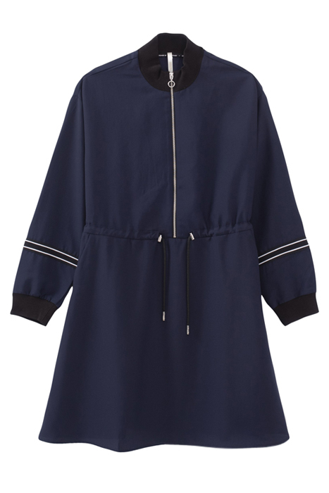 NAVY BLUE RIBBED ZIPPED DRESS 1