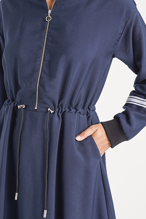 NAVY BLUE RIBBED ZIPPED DRESS 4