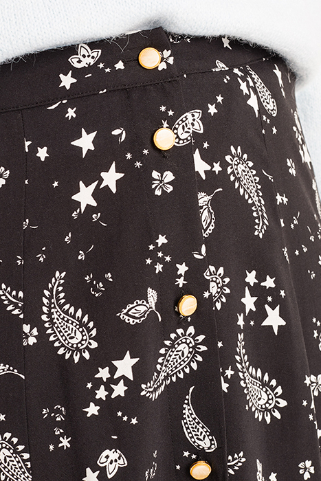 BLACK PAISLEY PRINT LONG SKIRT 4