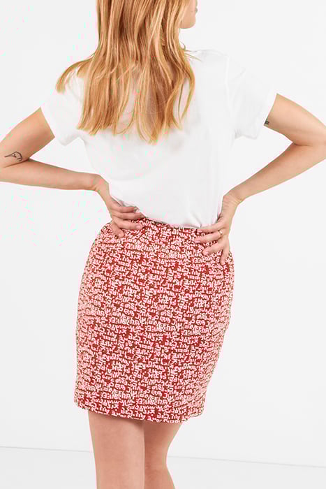 CANDY RED MINI-LETTER PRINT SHORT SKIRT 2