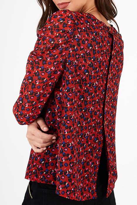 CANDY RED GRAPHIC FLORAL PRINT BLOUSE 2