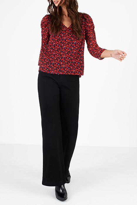 CANDY RED GRAPHIC FLORAL PRINT BLOUSE 3