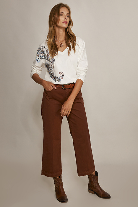 V-NECK LOOSE TEE LS + DECO WHITE 4