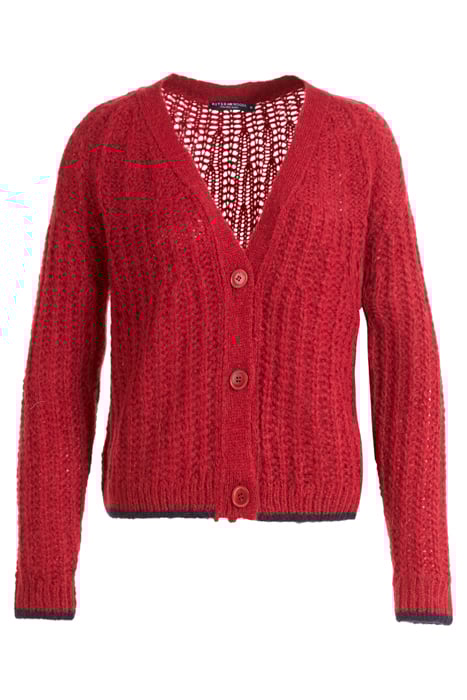 V-NECK FANCY BTN RGL CARDI LS RED 1