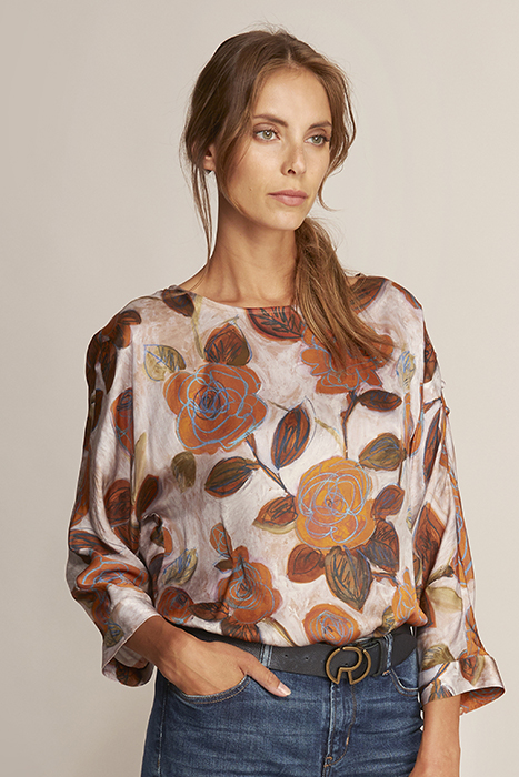 BOATNECK SHIRT 3/4 SL BROWN 2