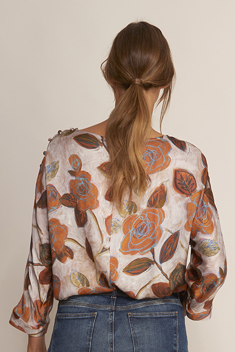 BOATNECK SHIRT 3/4 SL BROWN 3