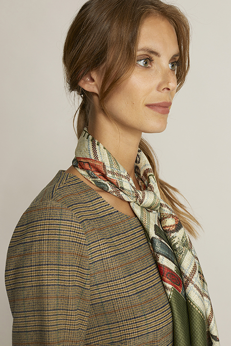 DRESS ROUND NECK APPLIED PKT BROWN 6