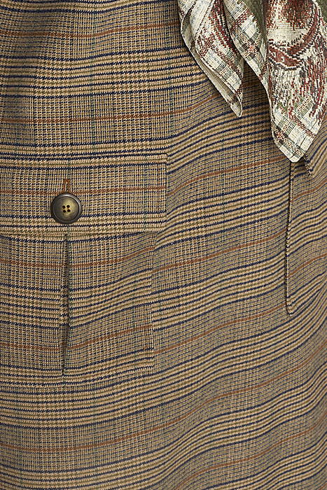 DRESS ROUND NECK APPLIED PKT BROWN 7