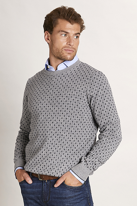 WLCASH JACQ ROUND-NK SF SWT GREY 2