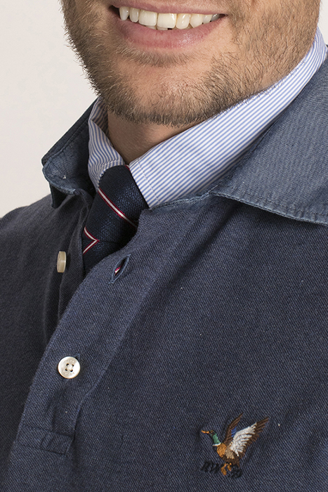 LUX DENIM CLR CF LS PIQ BLUE 5