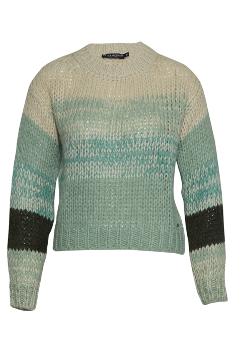 CREW NCK STRIPED LOOSE SWT LS GREEN 1