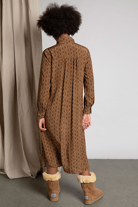 BOW COLLAR DRESS BROWN 3