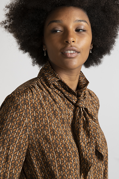 BOW COLLAR DRESS BROWN 4