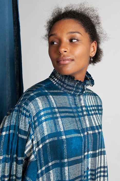 SMOCK COLLAR SHORT LS DRESS MULTI 4