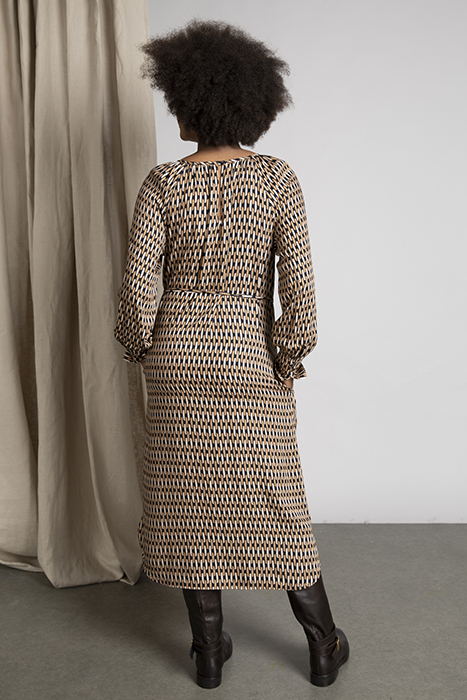 ROUND NECK LS DRESS BROWN 3